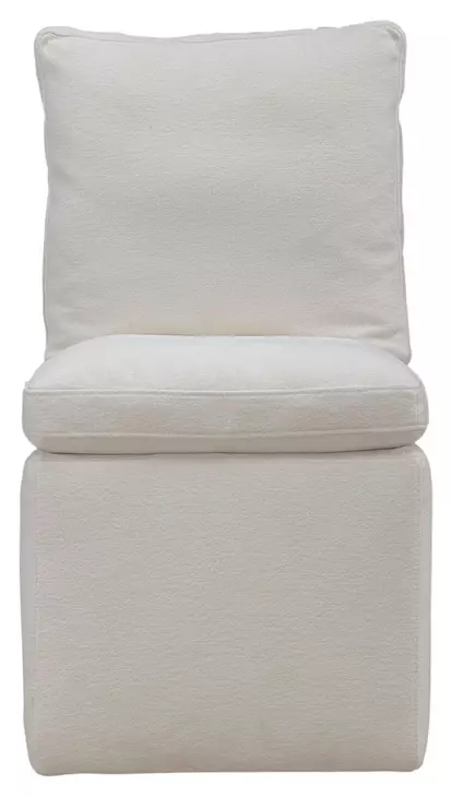 Dining Studio Ivory Upholstered Pillowtop Dining Side Chair with Casters