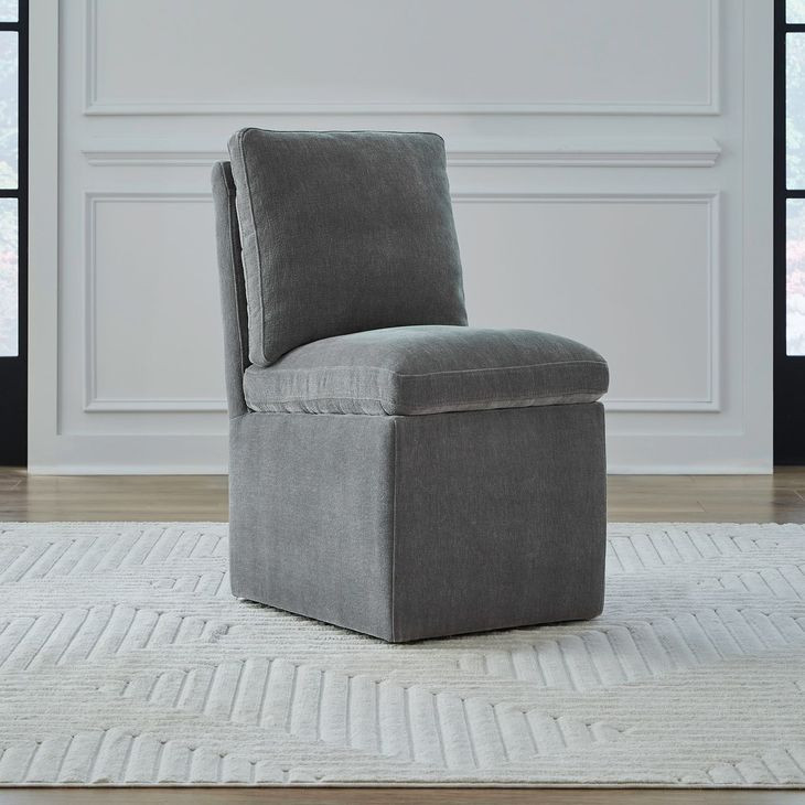 Accent Dining Sapphire Upholstered Pillowtop Dining Side Chair with Casters