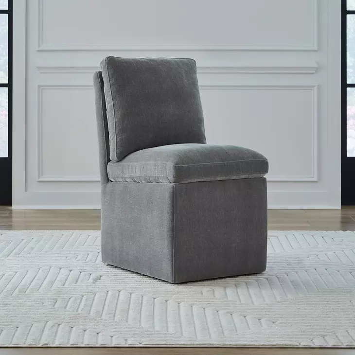 Dining Studio Sapphire Upholstered Pillowtop Dining Side Chair with Casters