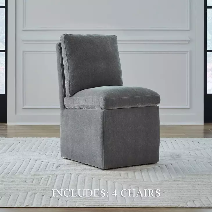 Dining Studio Sapphire Upholstered Pillowtop Dining Side Chair with Casters Set of 4