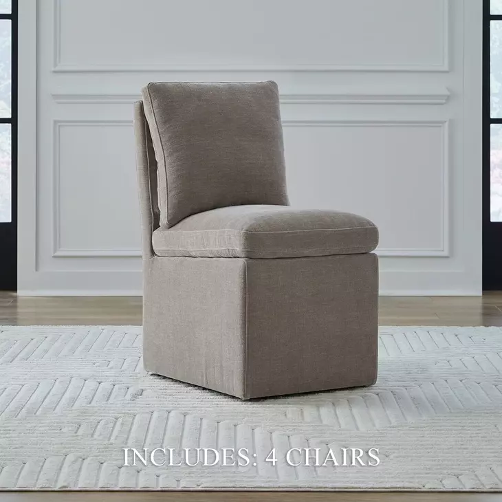 Accent Dining Truffle Upholstered Pillowtop Dining Side Chair with Casters Set of 4