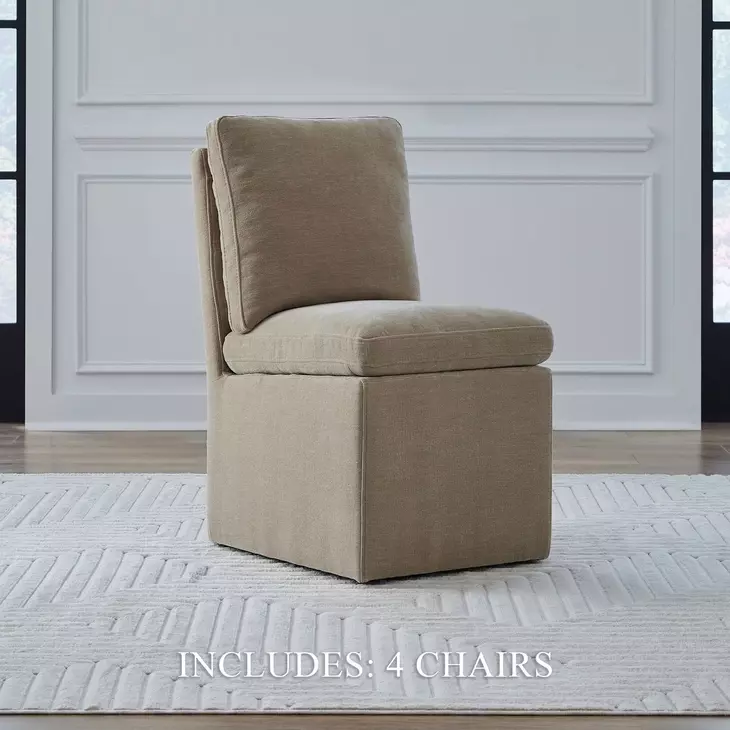 Dining Studio Wicker Upholstered Pillowtop Dining Side Chair with Casters Set of 4