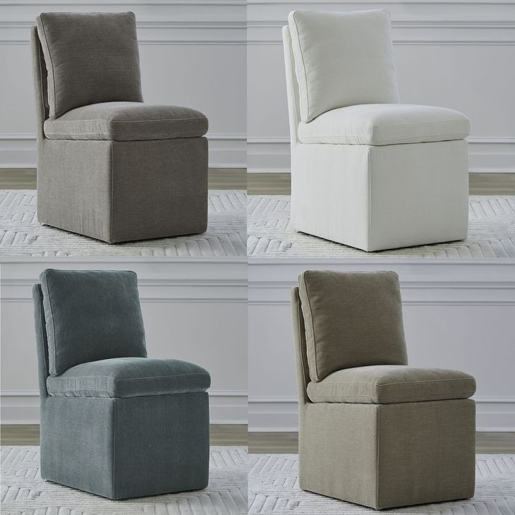 Accent Dining Truffle Upholstered Pillowtop Dining Side Chair with Casters Set of 4