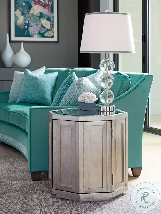 Ariana Silver Leaf Rochelle Octagonal Storage Table