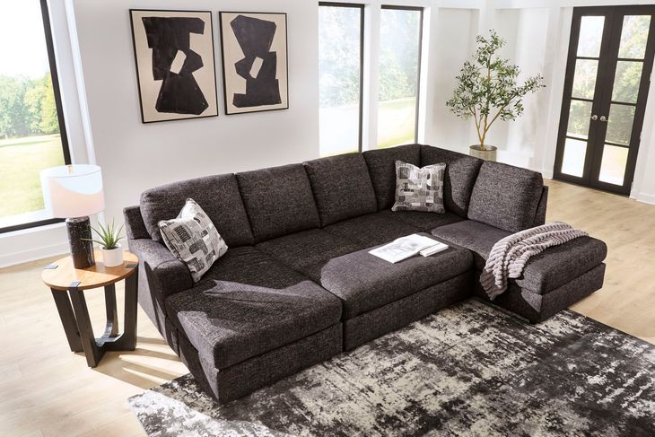 Coralene Onyx Performance Fabric Upholstered Rectangular Oversized Accent Ottoman
