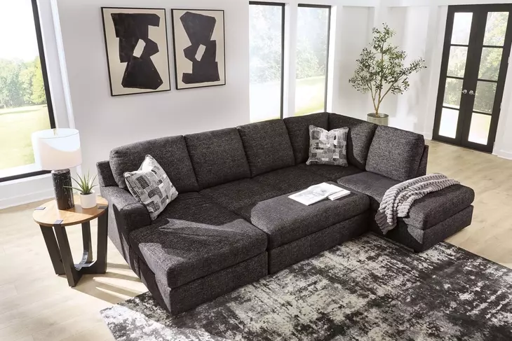 Coralene Onyx Performance Fabric Upholstered Rectangular Oversized Accent Ottoman