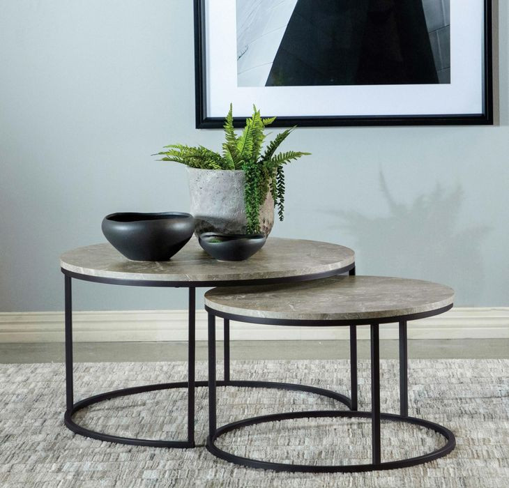 Lainey Grey And Gunmetal 2 Piece Nesting Coffee Table