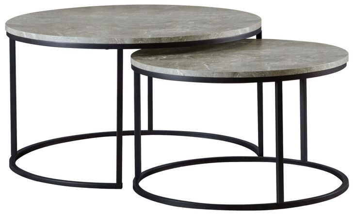 Lainey Grey And Gunmetal 2 Piece Nesting Coffee Table
