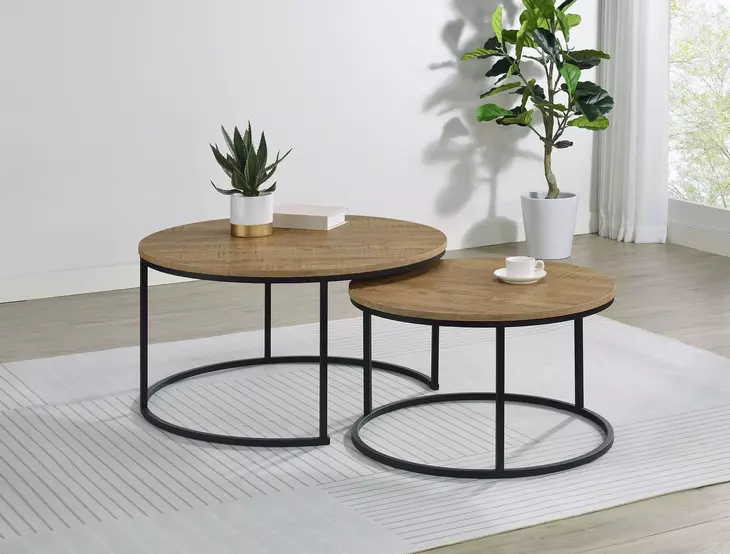 Lainey Mango Round Nesting Coffee Table Set of 2