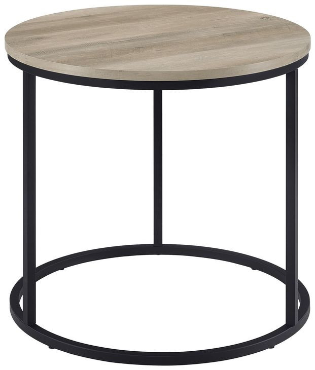 Lainey Distressed Pine Round End Table