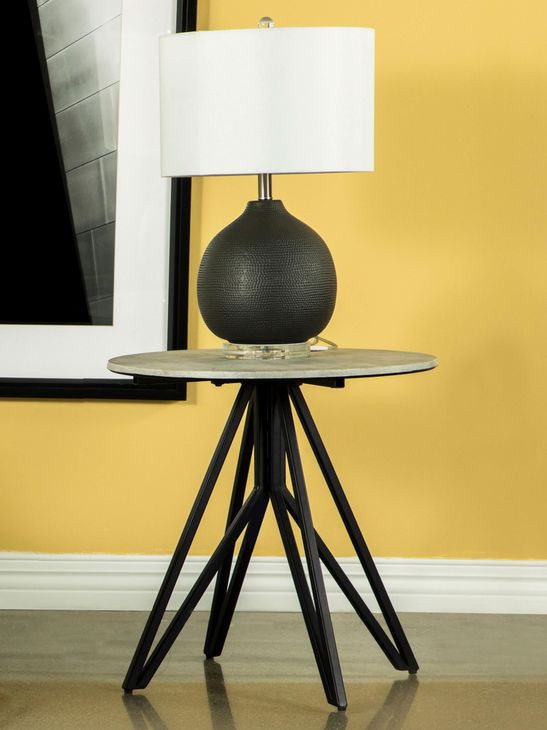 Hadi Cement And Gunmetal End Table
