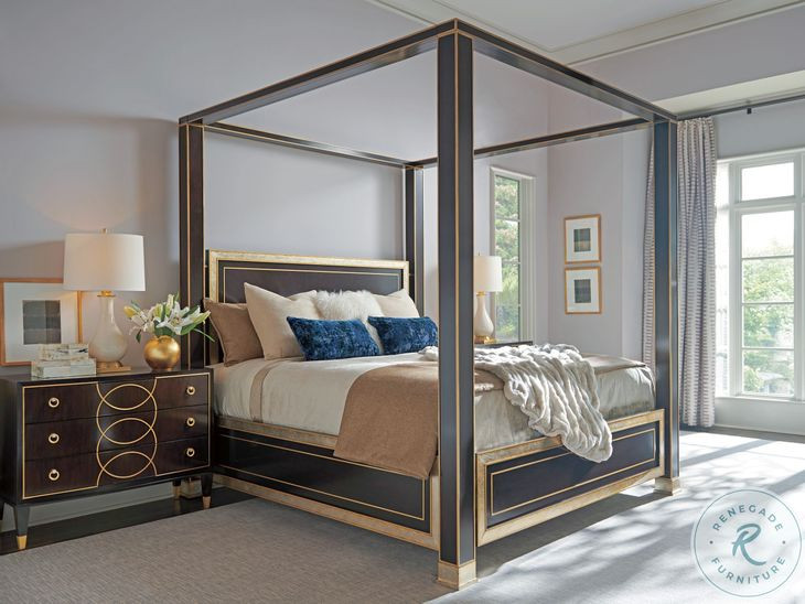 Carlyle Deep Espresso And Gold Regis California King Canopy Bed
