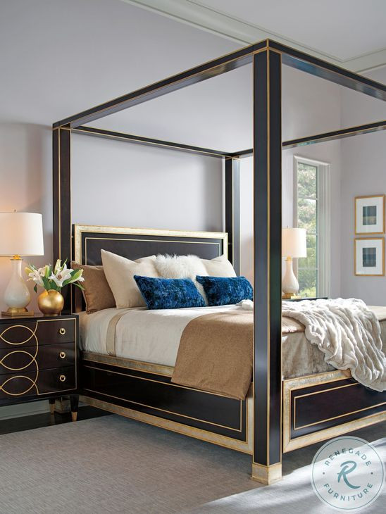 Carlyle Deep Espresso And Gold Regis California King Canopy Bed