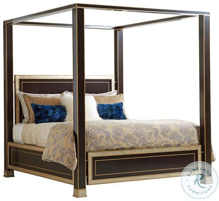 Carlyle Deep Espresso And Gold Regis California King Canopy Bed