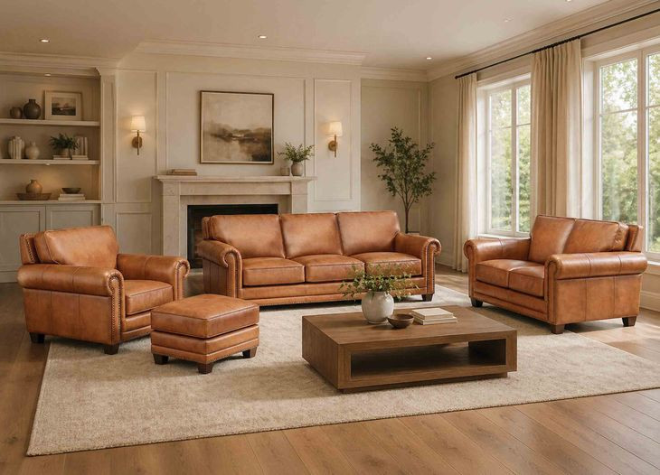 Colwyn Saddle Leather Living Room Set