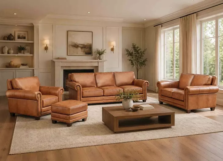 Colwyn Saddle Leather Living Room Set
