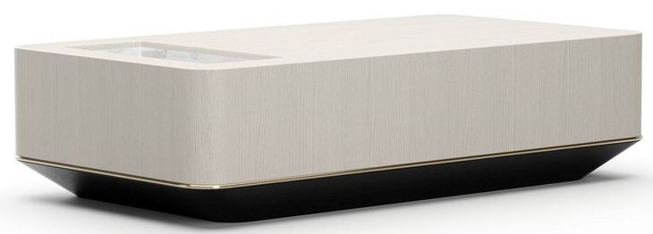 Madera Opal Ash and Modern Walnut Rectangular Marble Top Plinth Cocktail Table