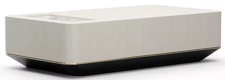 Madera Opal Ash and Modern Walnut Rectangular Marble Top Plinth Cocktail Table
