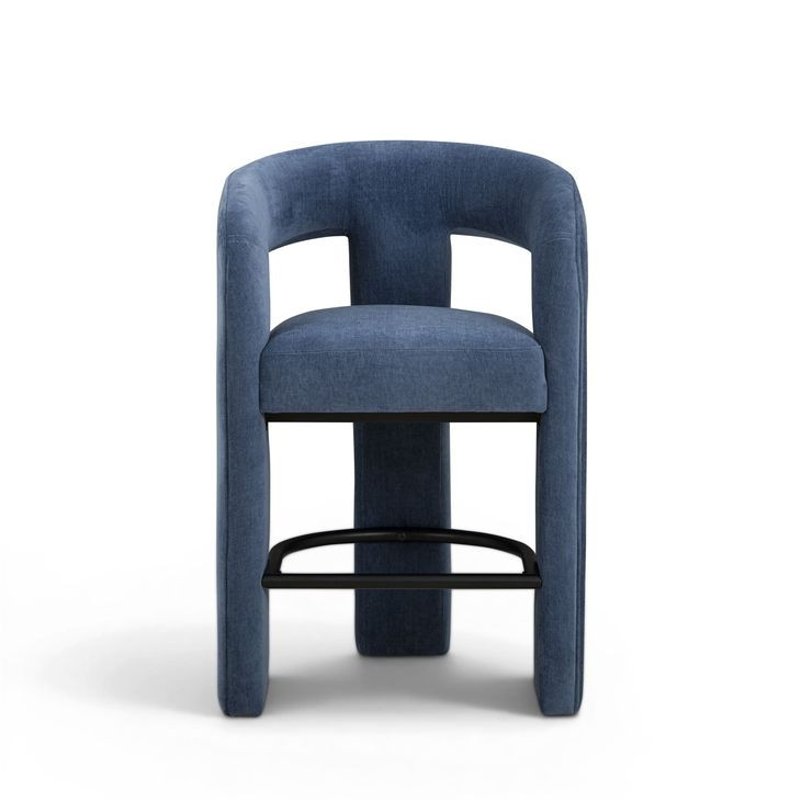 Malone Denim Blue Performance Fabric Upholstered Counter Height Stool