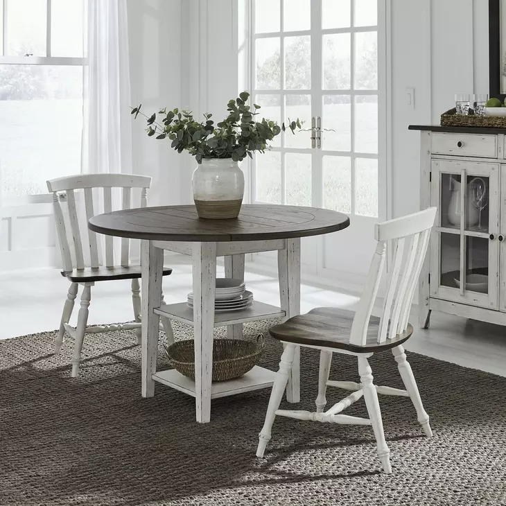 Garden Terrace Graphite and Whitestone 3 Piece Extendable Drop Leaf Dining Set