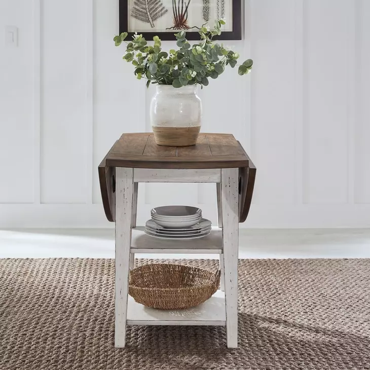 Al Fresco Graphite and Whitestone 42" Drop Leaf Round Dining Table