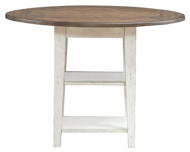 Al Fresco Graphite and Whitestone 42" Drop Leaf Round Dining Table