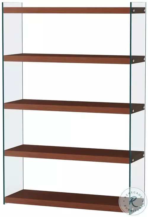 74101 Walnut And Clear Glass Bookcase