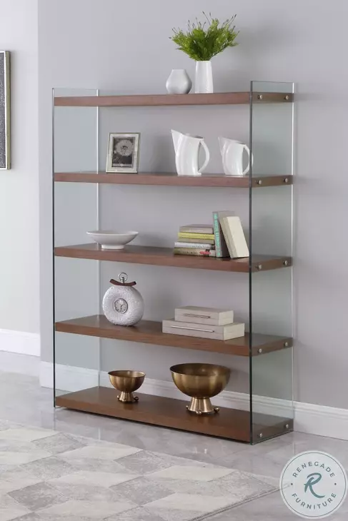 74101 Walnut And Clear Glass Bookcase