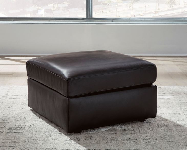 ModMax II Black Leather Oversized Accent Ottoman