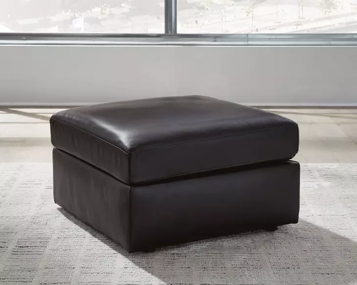 ModMax II Black Leather Oversized Accent Ottoman