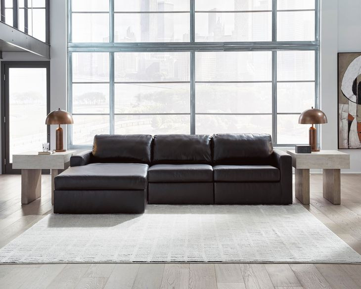 ModMax II Black Leather Sofa Sectional