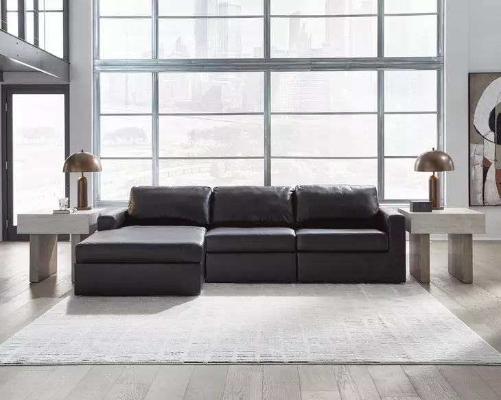 ModMax II Black Leather Sofa Sectional