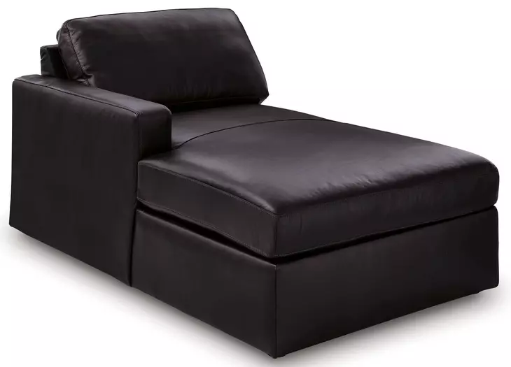 ModMax II Black Leather 5 Piece Double Chaise Sectional with Storage Consoles