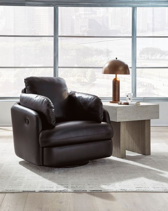 ModMax II Black Leather Swivel Glider Recliner