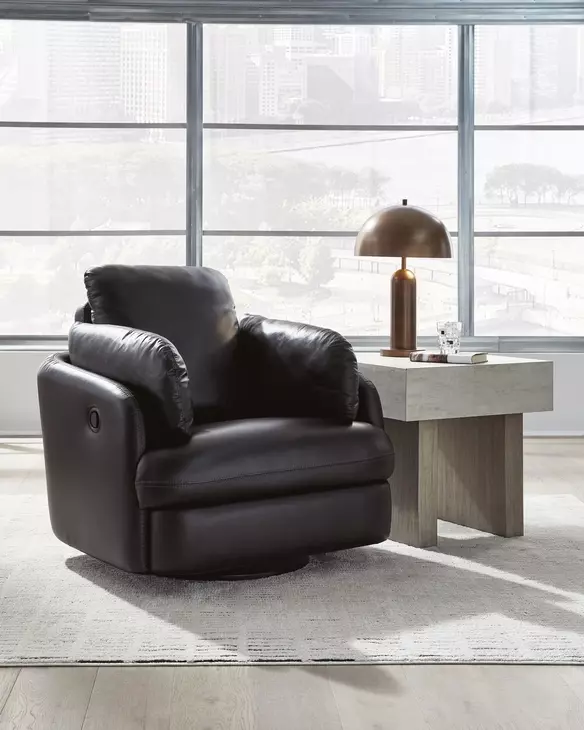 ModMax II Black Leather Swivel Glider Recliner