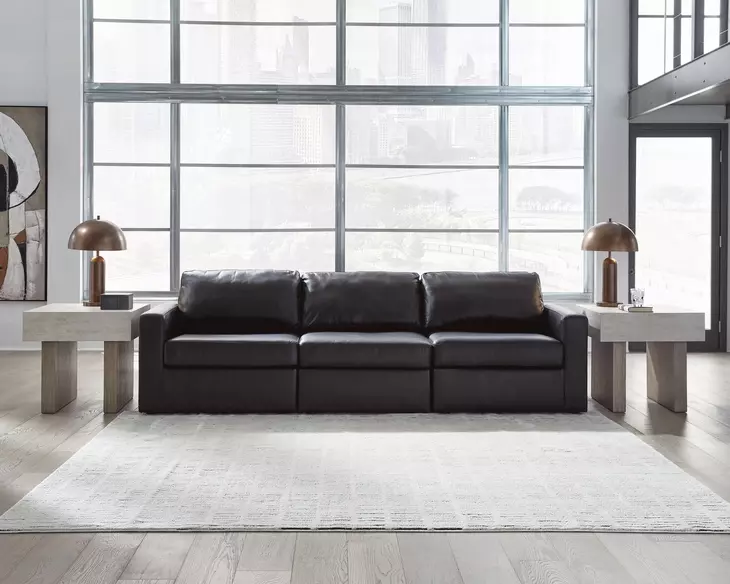 ModMax II Black Leather 3 Piece Modular 108" Sofa