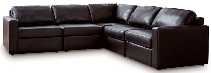 ModMax II Black Leather 5 Piece Sectional