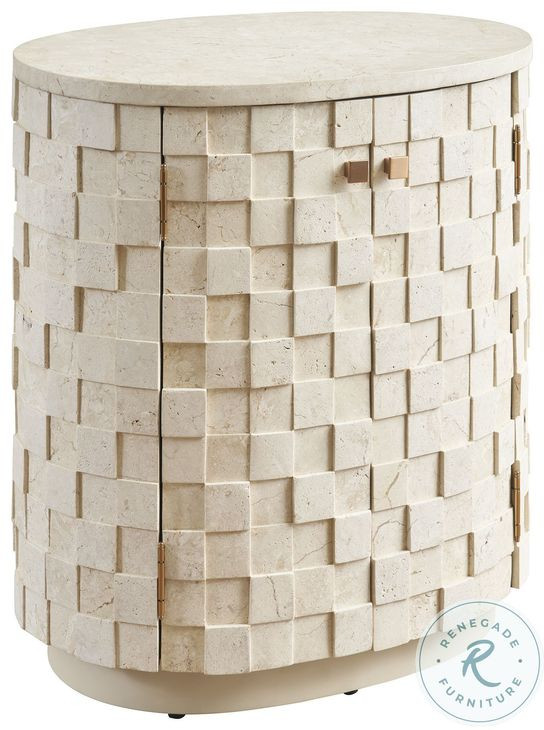 Rendezvous Limestone Oval Albion Nightstand