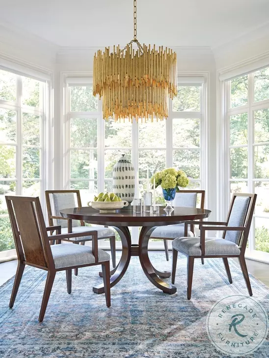 Rendezvous Walnut Round Extendable Warwick Dining Room Set