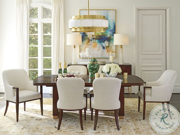 Rendezvous Walnut Double Pedestal Extendable Portman Dining Room Set