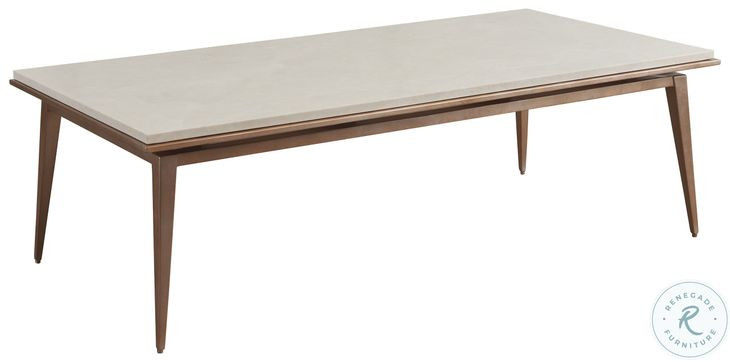 Rendezvous Beige Marble and Rose Gold Rectangle Bulgari Cocktail Table