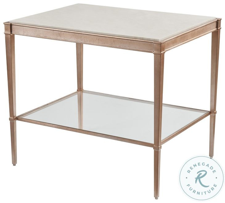 Rendezvous Beige Marble and Rose Gold Rectangle Bulgari End Table