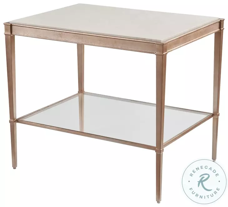 Rendezvous Beige Marble and Rose Gold Rectangle Bulgari End Table