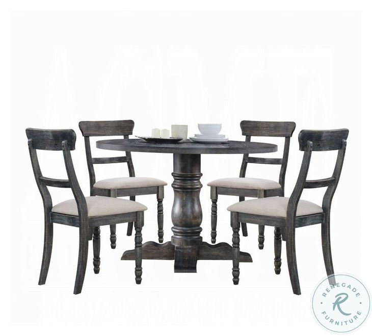 Leventis Light Brown Linen and Weathered Gray Side Chair Set of 2