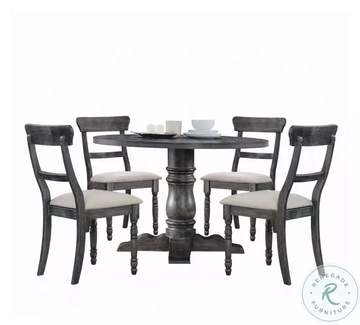 Leventis Light Brown Linen and Weathered Gray Side Chair Set of 2