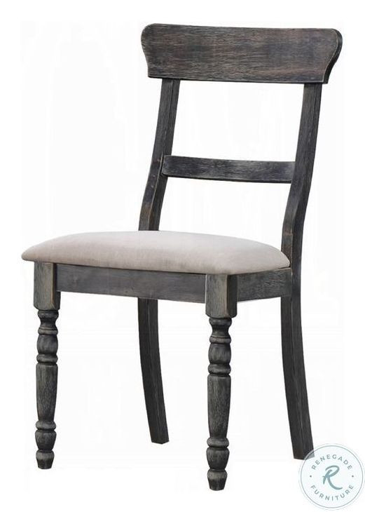 Leventis Light Brown Linen and Weathered Gray Side Chair Set of 2