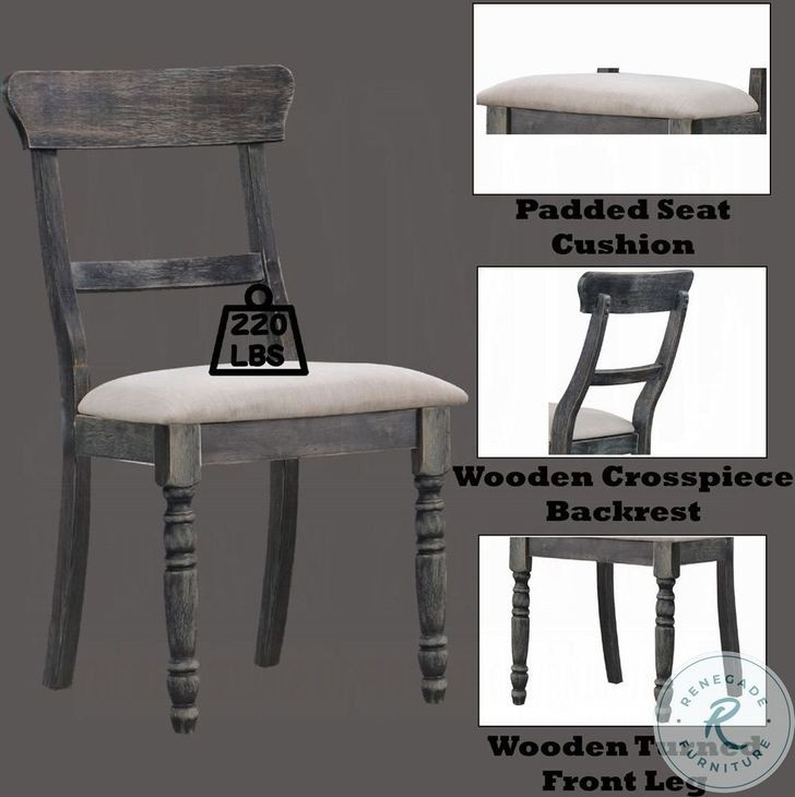 Leventis Light Brown Linen and Weathered Gray Side Chair Set of 2