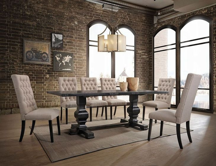 Morland Vintage Black 88" Rectangular Dining Table