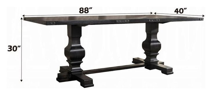 Morland Vintage Black 88" Rectangular Dining Table
