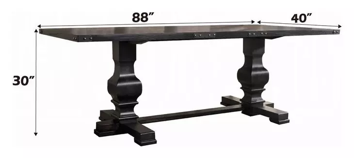Morland Vintage Black 88" Rectangular Dining Table